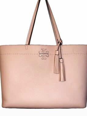 Tory Burch Pink Leather McGrawTote Bag with Tassel